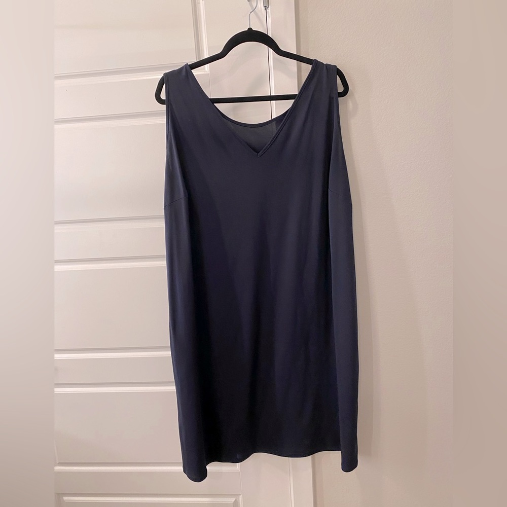 Simple navy v-neck dress